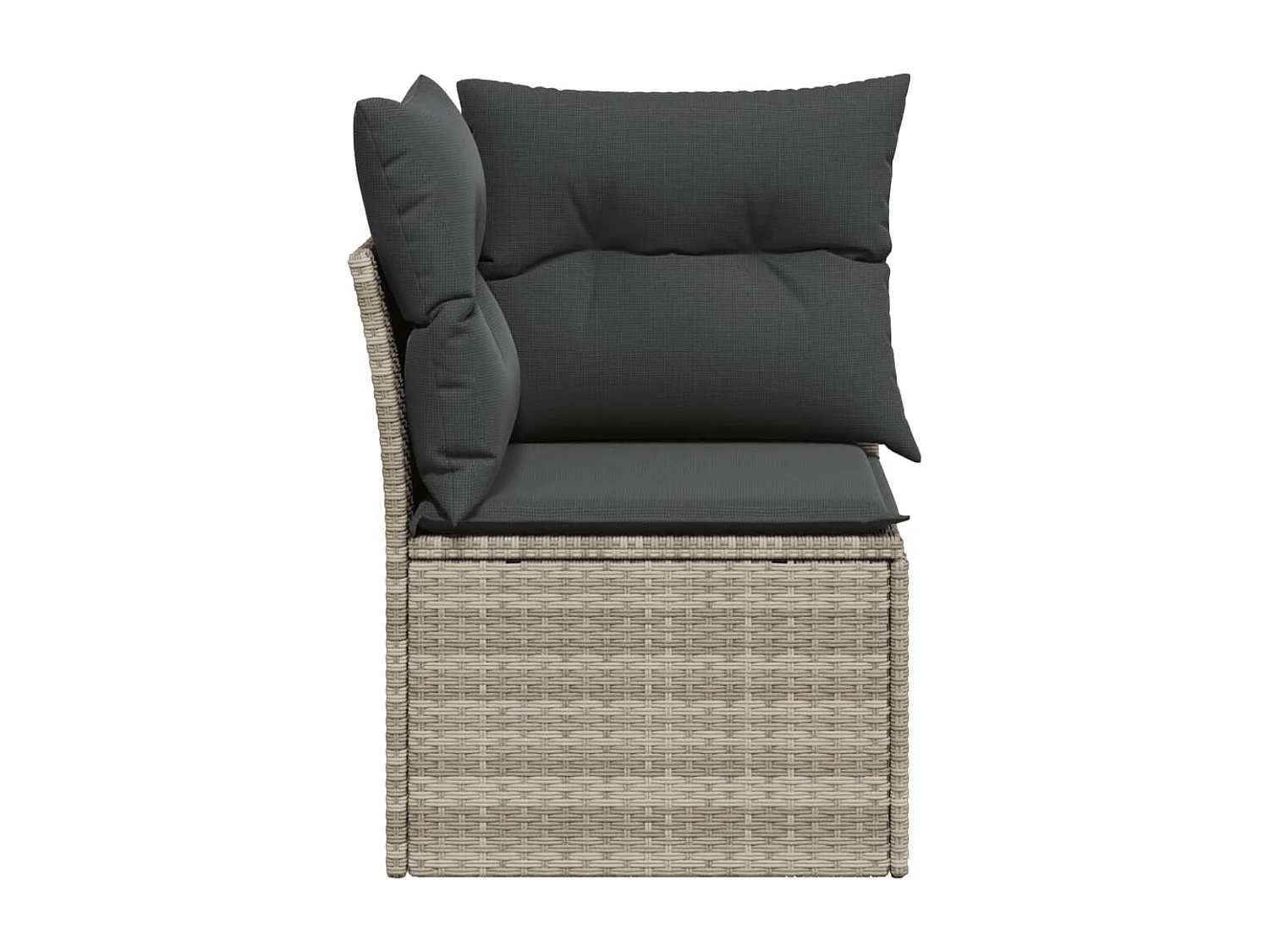 Canapé d'angle de jardin et coussins gris clair résine tressée FR877215