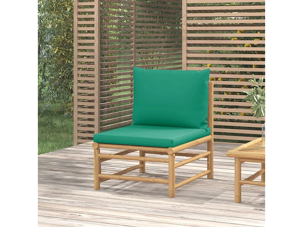 Canapé central de jardin avec coussins vert bambou FR92779