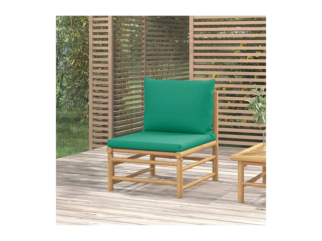 Canapé central de jardin avec coussins vert bambou FR92779