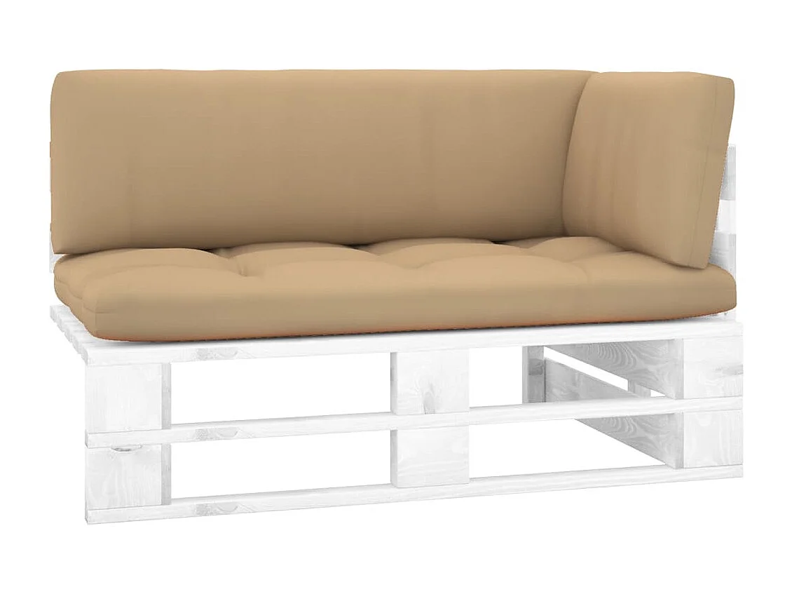 Canapé d'angle palette de jardin Bois de pin imprégné de blanc FR92753