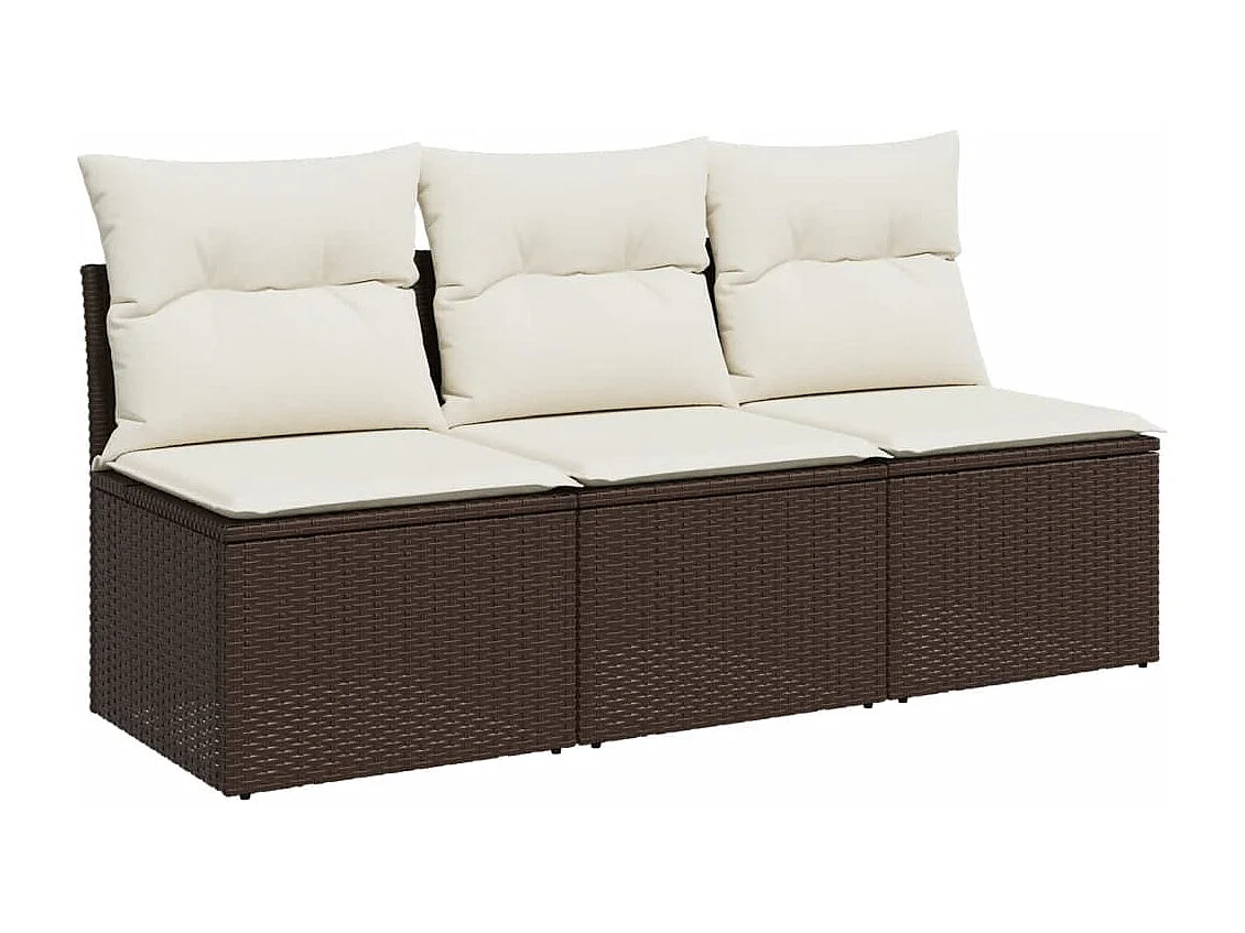 Tuinbank 3-zits met kussens poly rattan bruin BE581068