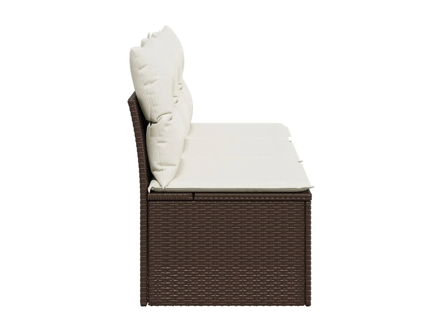 Tuinbank 3-zits met kussens poly rattan bruin BE581068