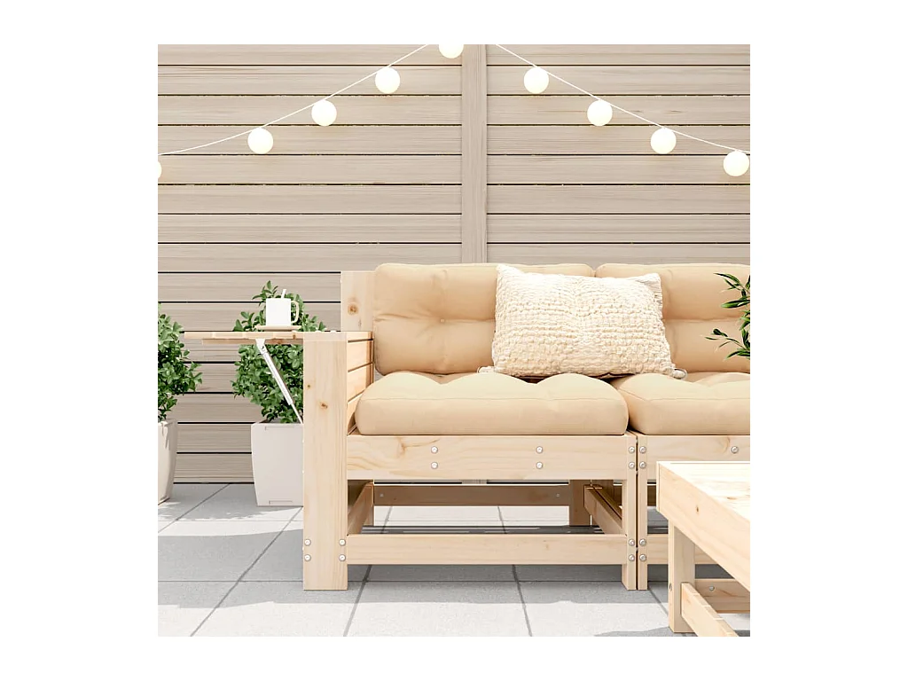 Canapé de jardin accoudoir avec coussin bois massif de pin FR816298