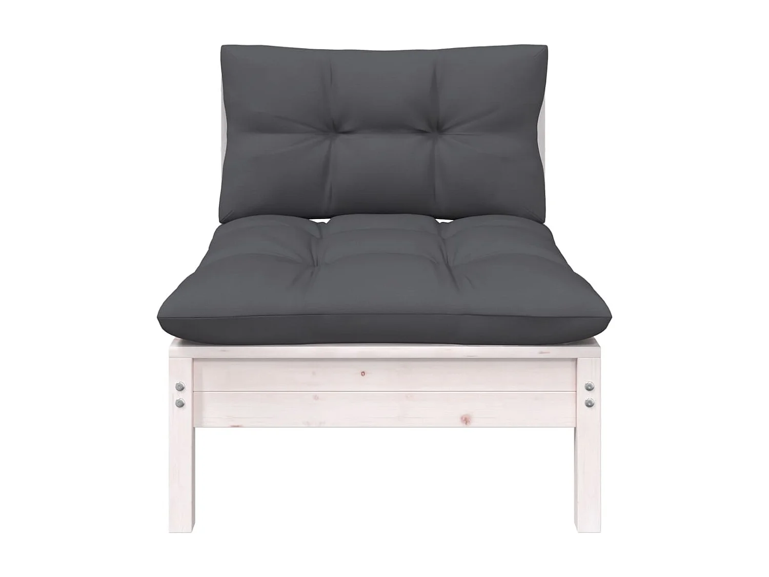 Canapé central de jardin avec coussins Blanc Bois de pin massif FR96361