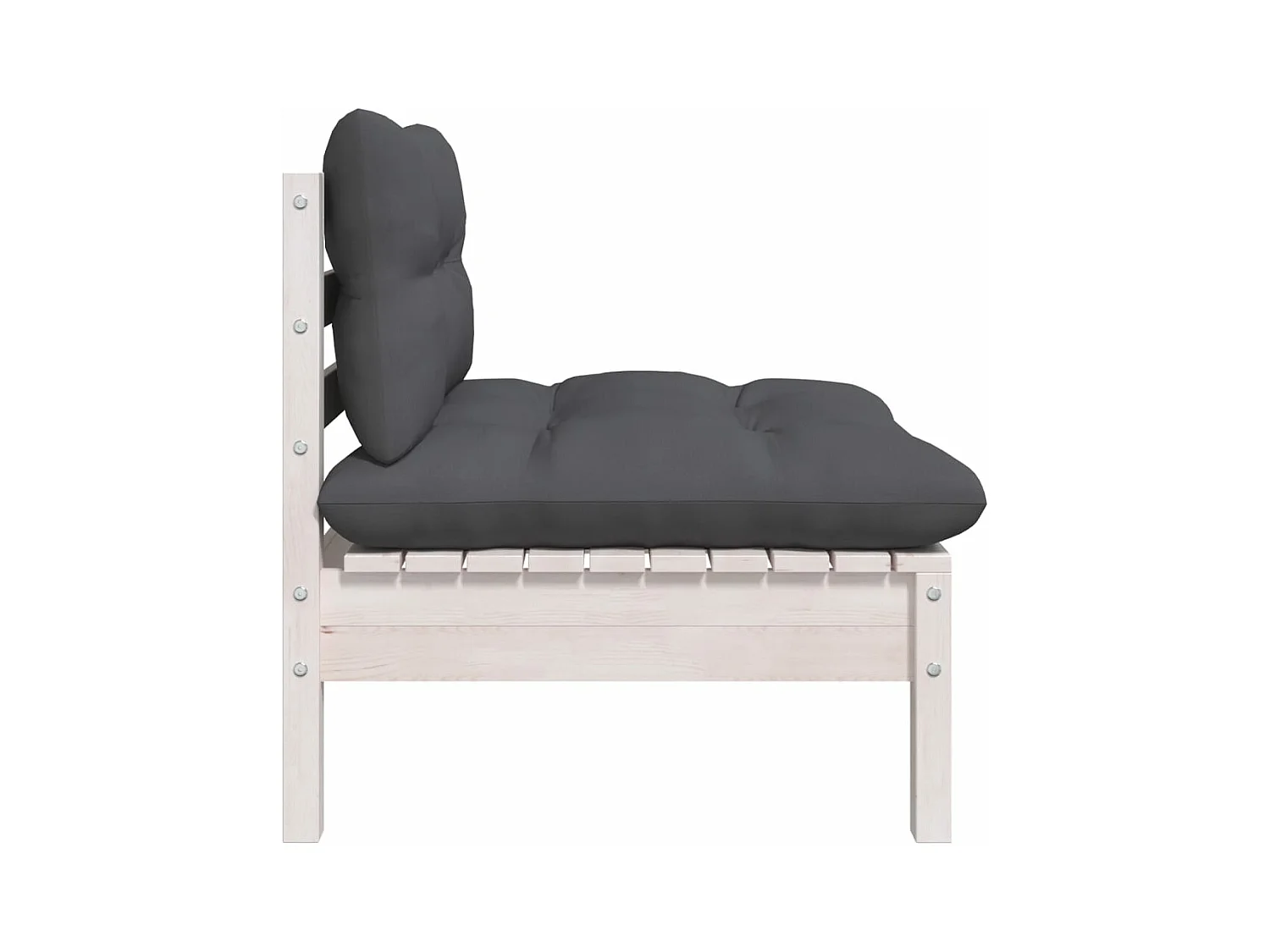 Canapé central de jardin avec coussins Blanc Bois de pin massif FR96361