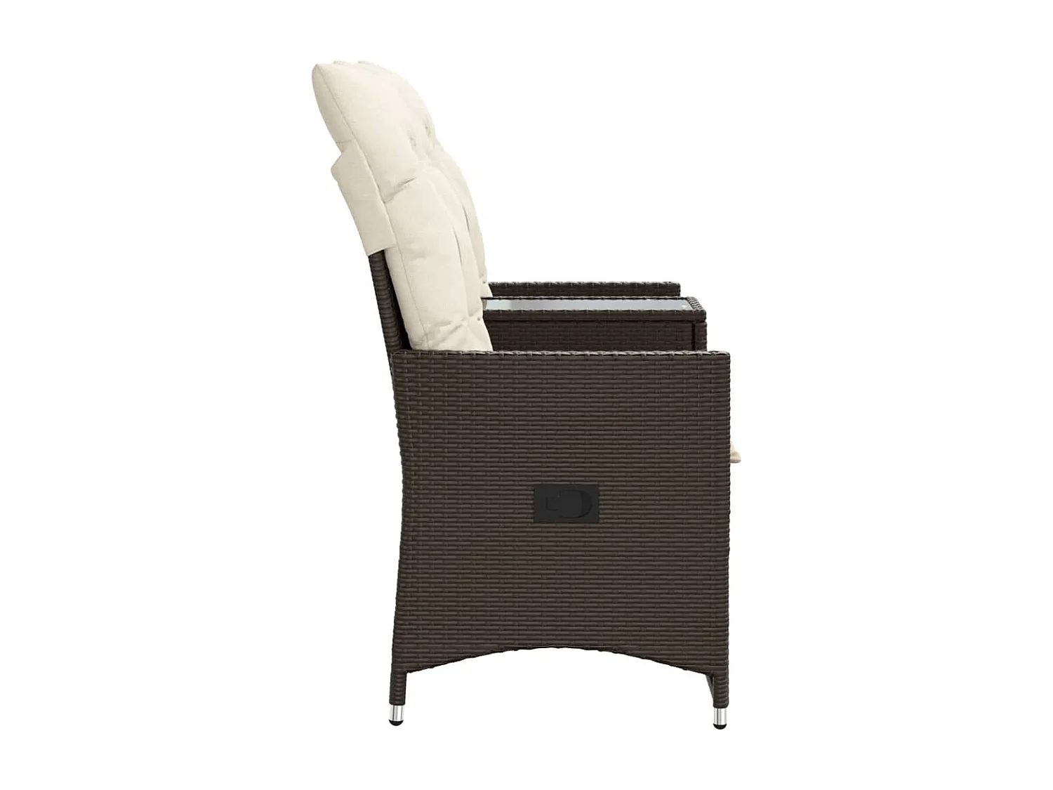 Canapé de jardin inclinable 2 places avec table marron rotin FR568202