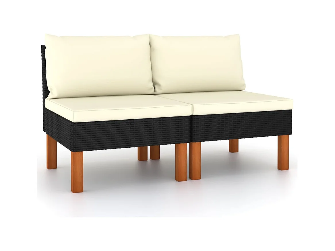 Canapés centraux 2 pcs Résine tressée et bois d'eucalyptus FR74492