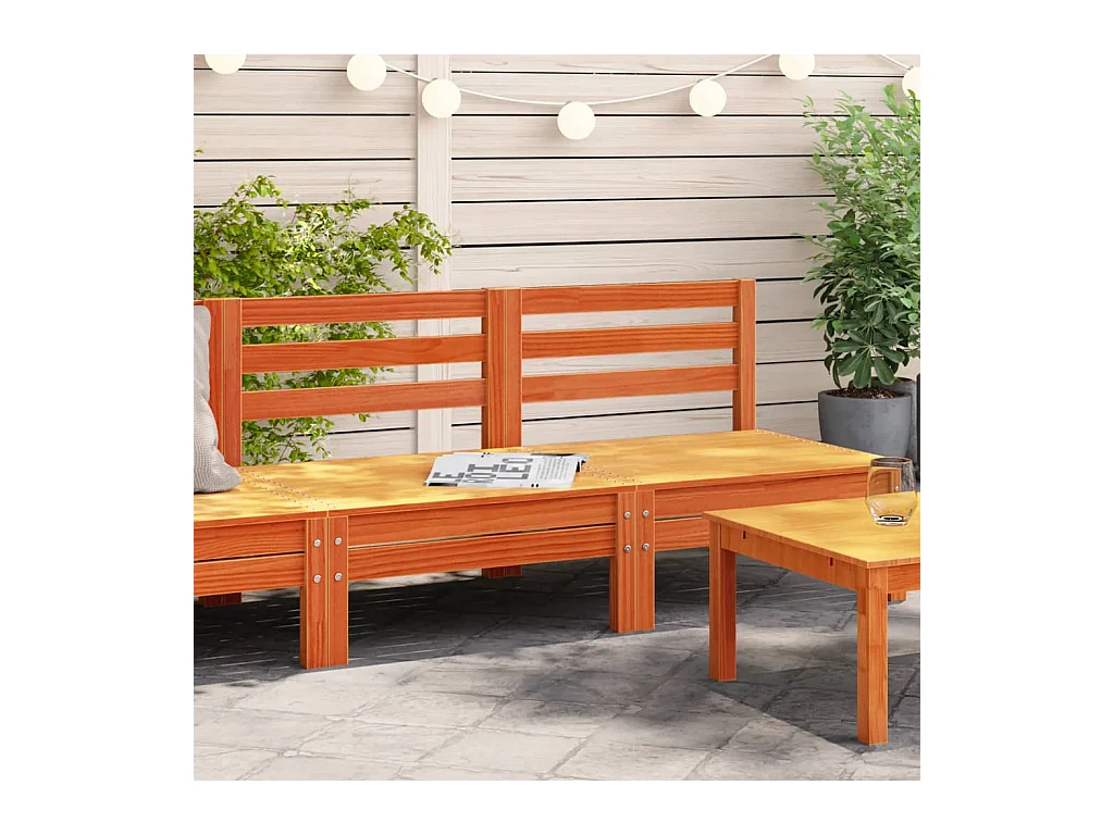 Canapés de jardin sans accoudoirs 2 pcs cire marron bois massif FR29824