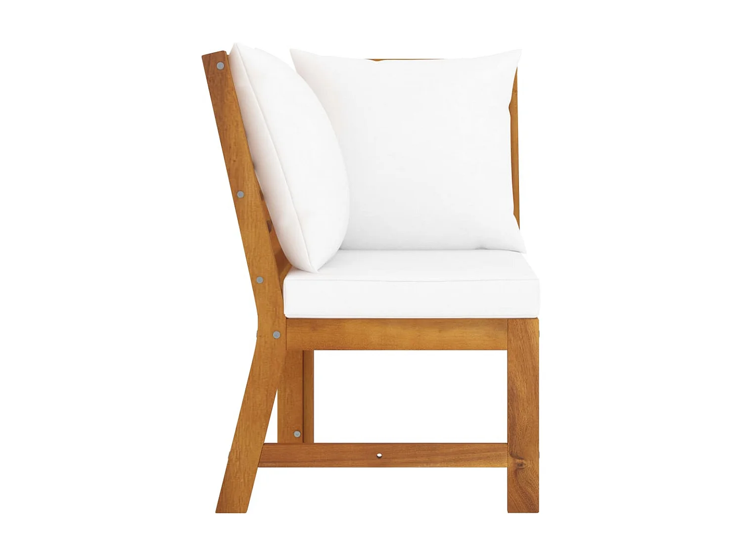 Sofá de esquina seccional madera maciza acacia y cojines crema ES800312