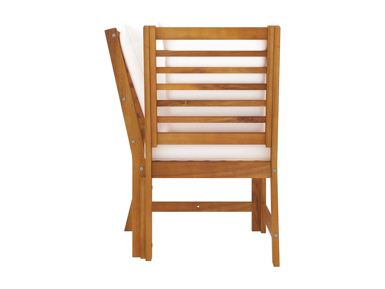 Sofá de esquina seccional madera maciza acacia y cojines crema ES800312