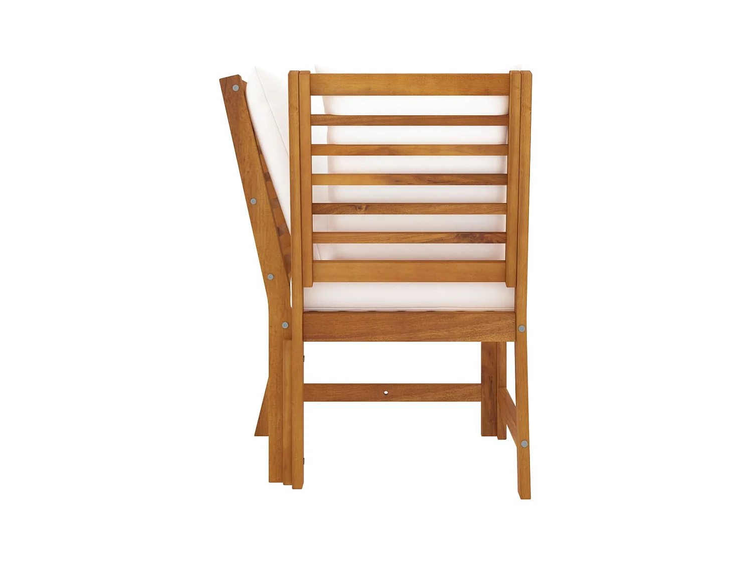 Canapé d'angle sectionnel et coussin crème Bois d'acacia massif FR62497