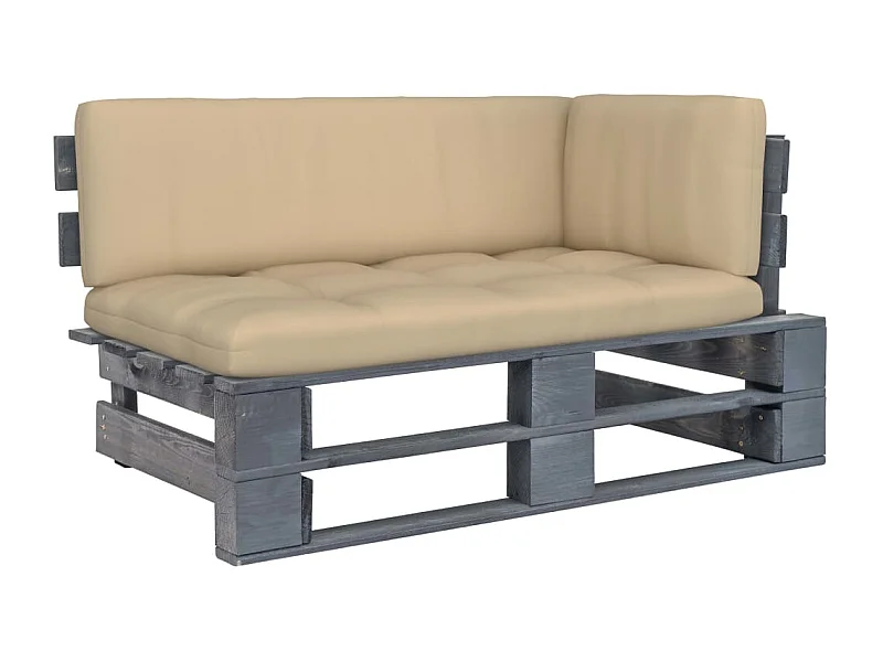 Canapé d'angle palette de jardin Gris Bois de pin imprégné FR58474