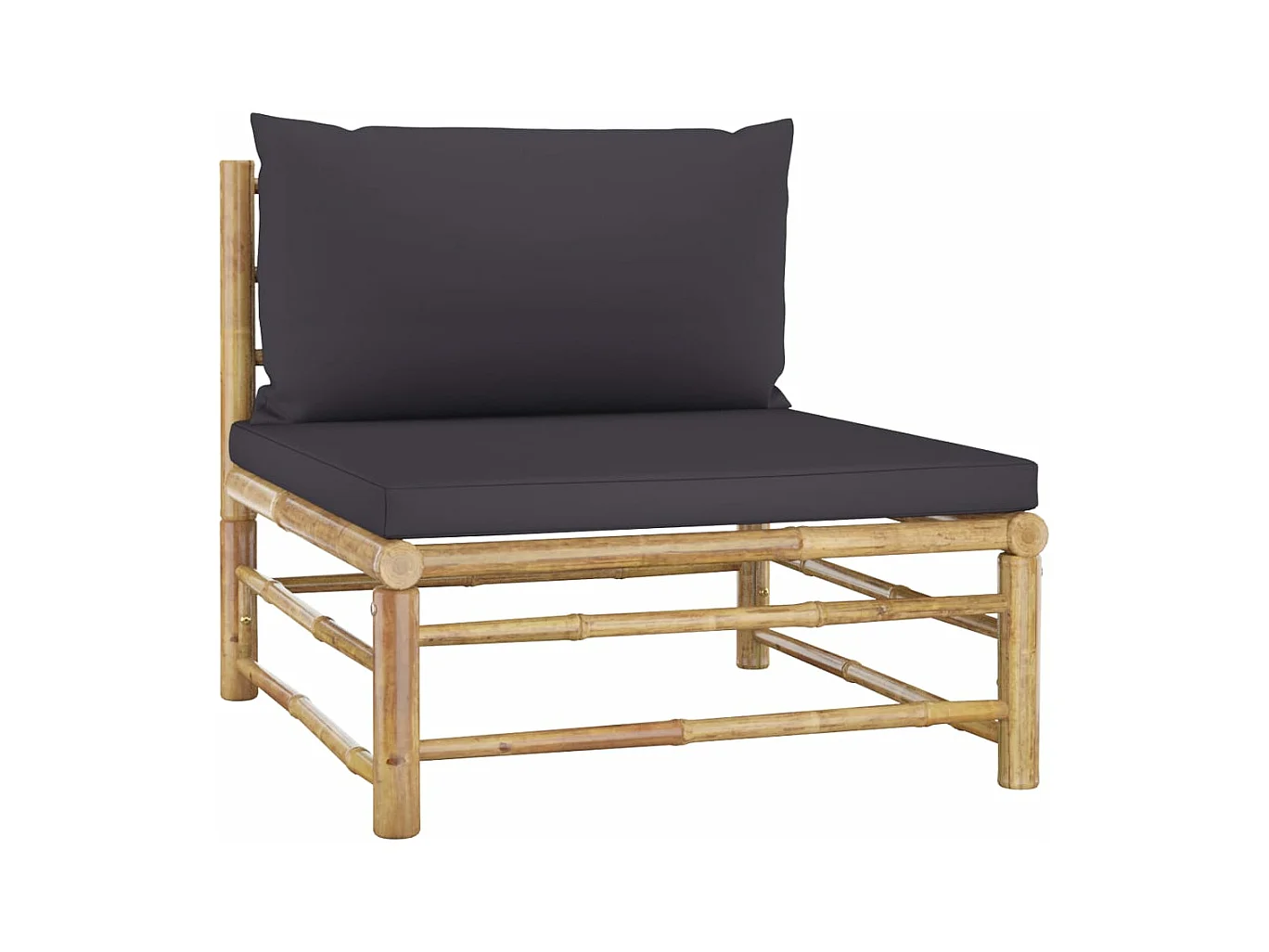 Canapé de milieu de jardin avec coussins gris foncé Bambou FR93184