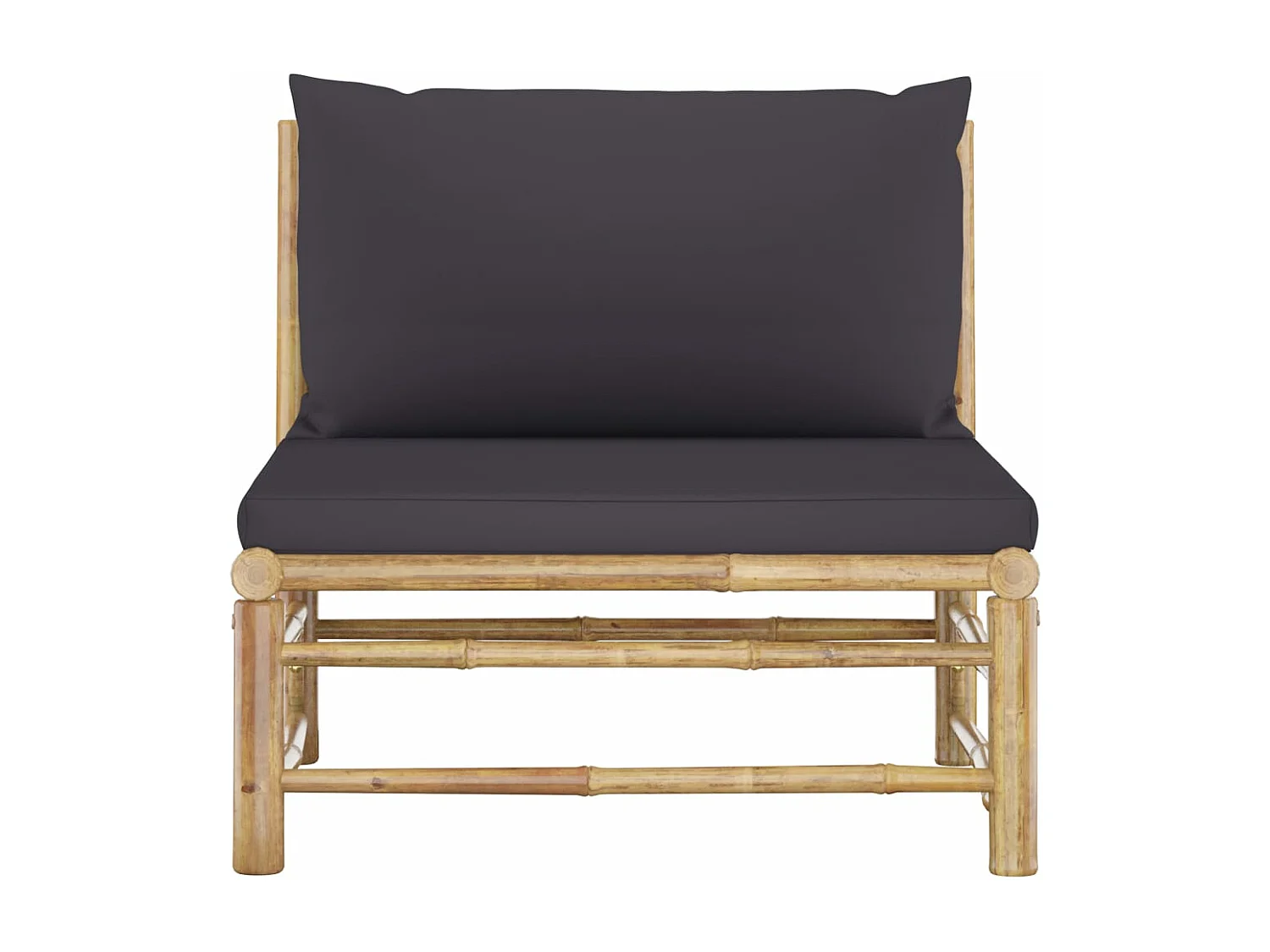 Canapé de milieu de jardin avec coussins gris foncé Bambou FR93184