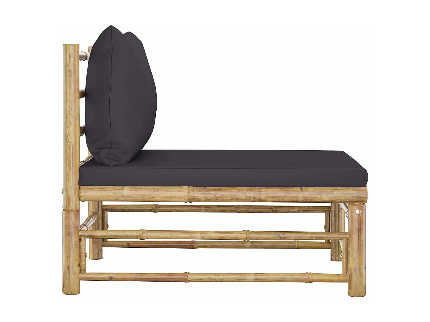 Canapé de milieu de jardin avec coussins gris foncé Bambou FR93184