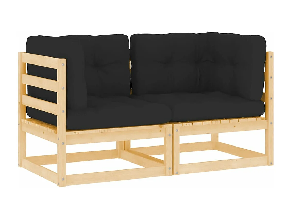 Lot de 2 Canapés d'angle de jardin avec coussins Bois de pin massif FR17747
