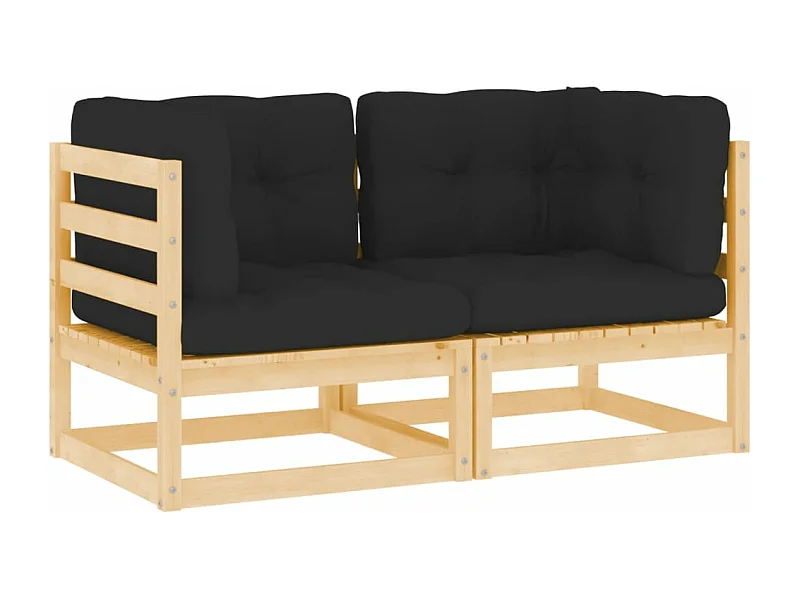 Lot de 2 Canapés d'angle de jardin avec coussins Bois de pin massif FR17747