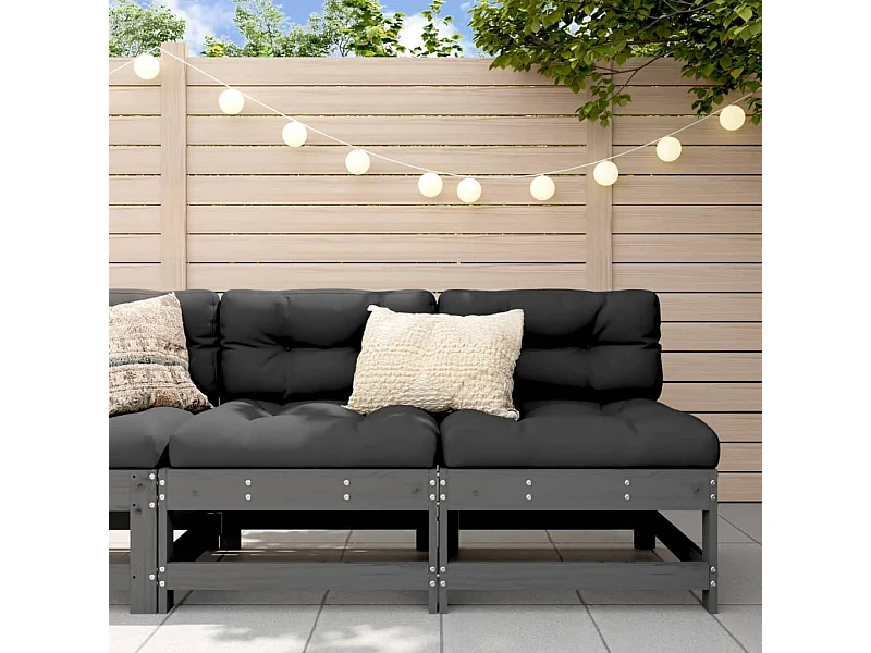 Canapés centraux de jardin 2 pcs gris bois de pin massif FR94064