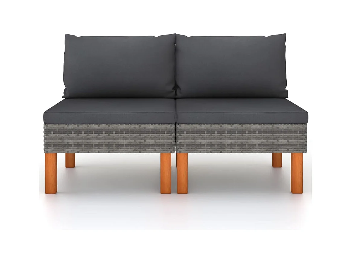 Sofás centrales 2 uds ratán sintético y madera de eucalipto ES155987