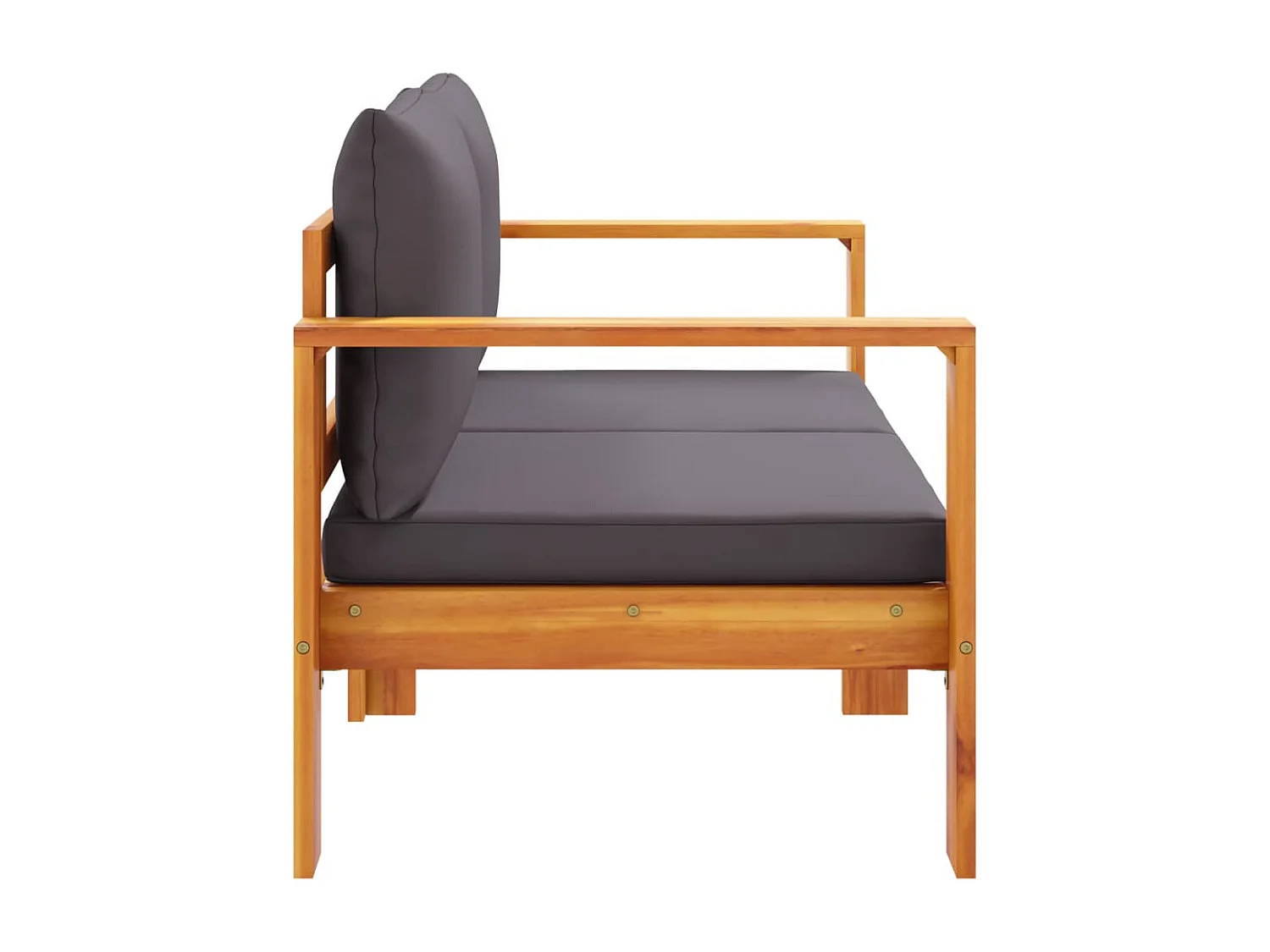 Sofá de 2 lugares para jardim com almofadões acácia maciça PT486966