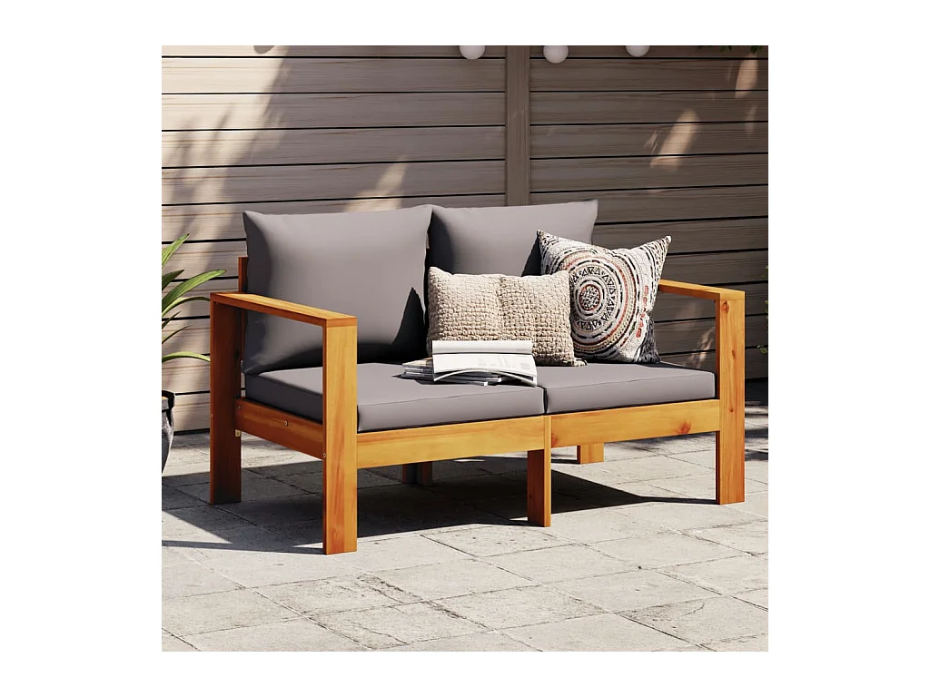 Canapé de jardin avec coussins 2 places bois massif d'acacia FR67119