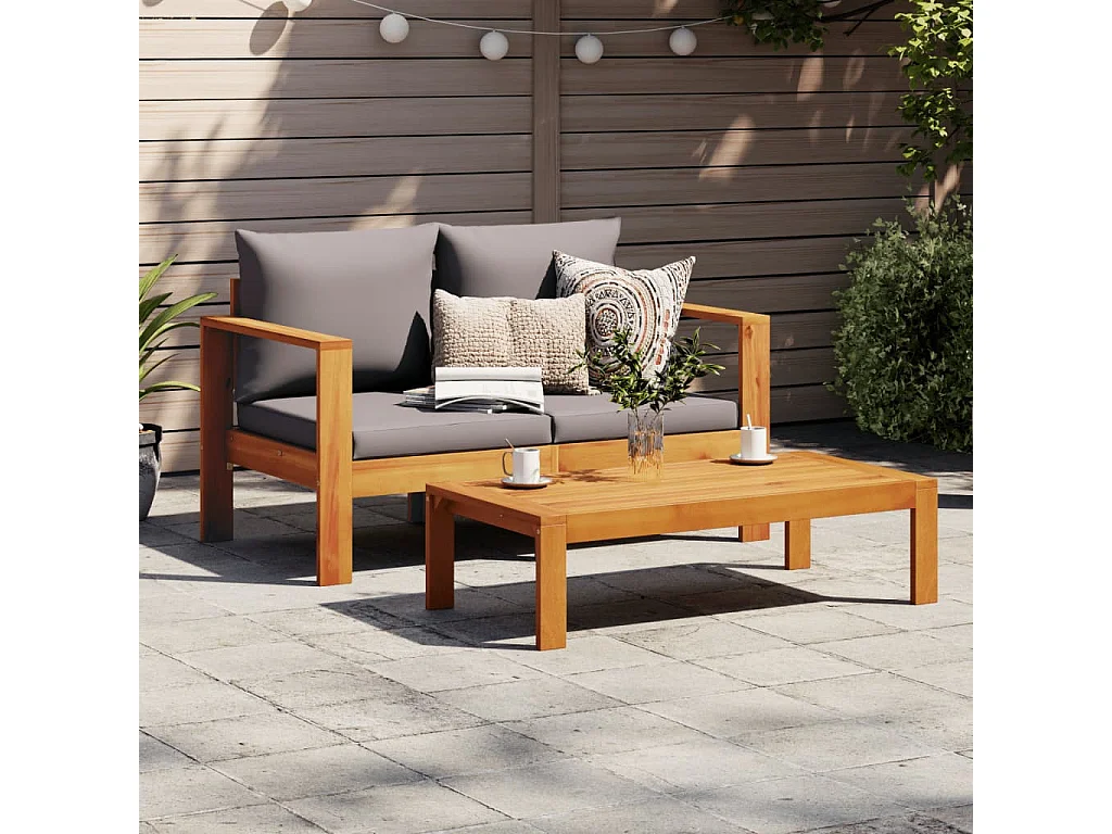 Canapé de jardin avec coussins 2 places bois massif d'acacia FR67119