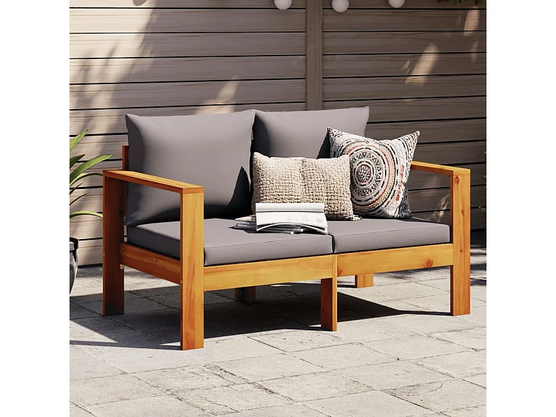 Canapé de jardin avec coussins 2 places bois massif d'acacia FR67119