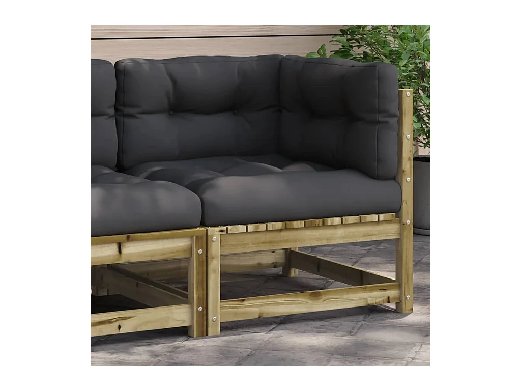 Canapé d'angle de jardin avec coussins bois de pin imprégné FR98432