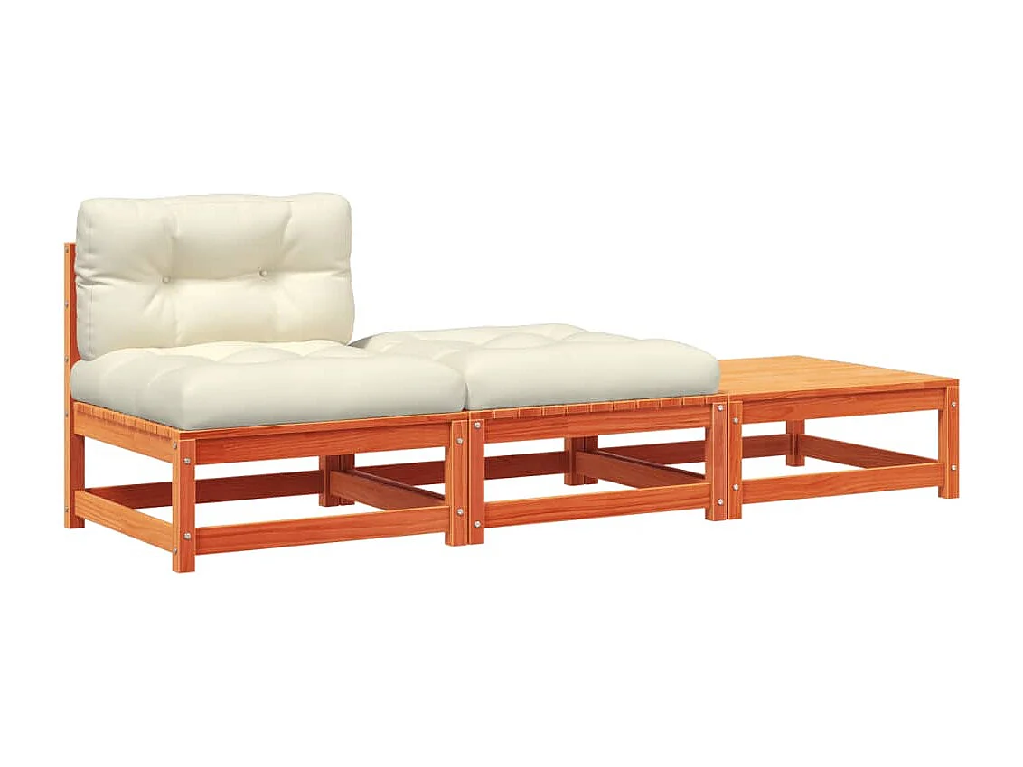 Canapé de jardin sans accoudoirs avec coussins et repose-pieds FR13341