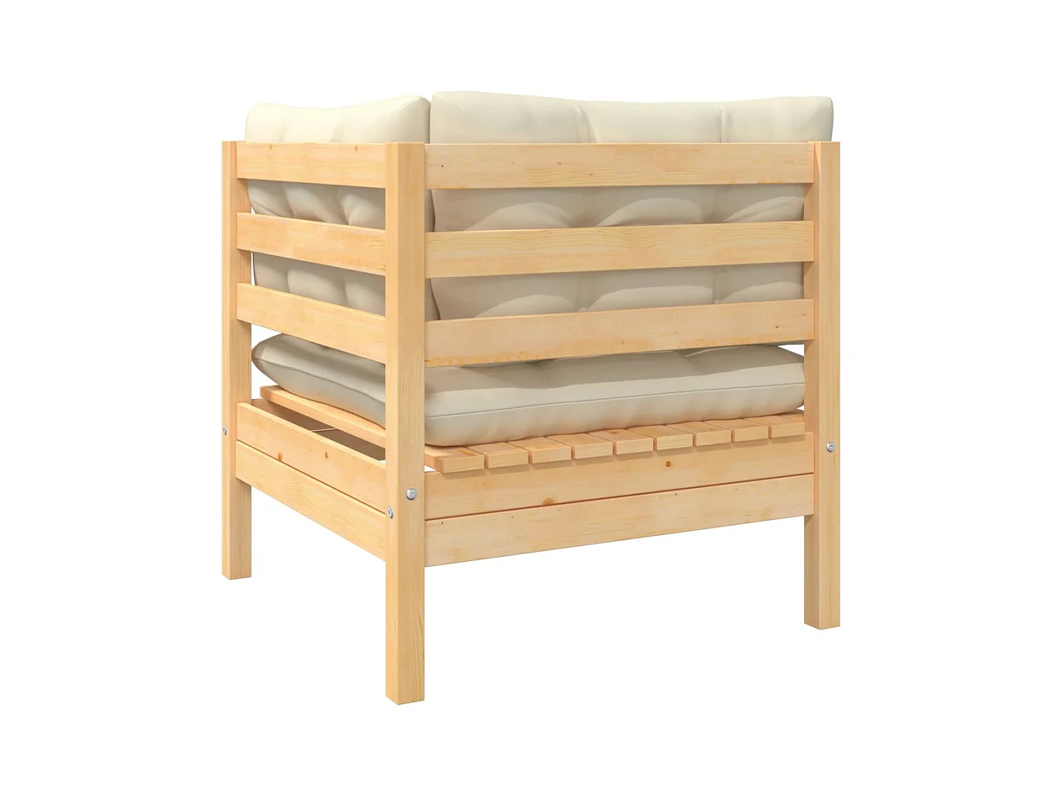 Canapé d'angle de jardin avec coussins crème Bois de pin massif FR96238