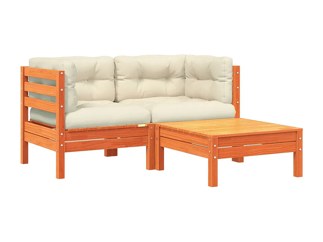 Canapé de jardin avec coussins et repose-pied 2 places FR86661