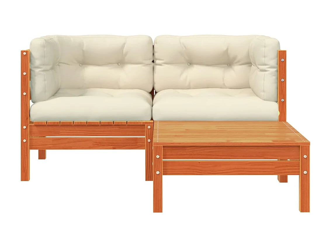 Canapé de jardin avec coussins et repose-pied 2 places FR86661