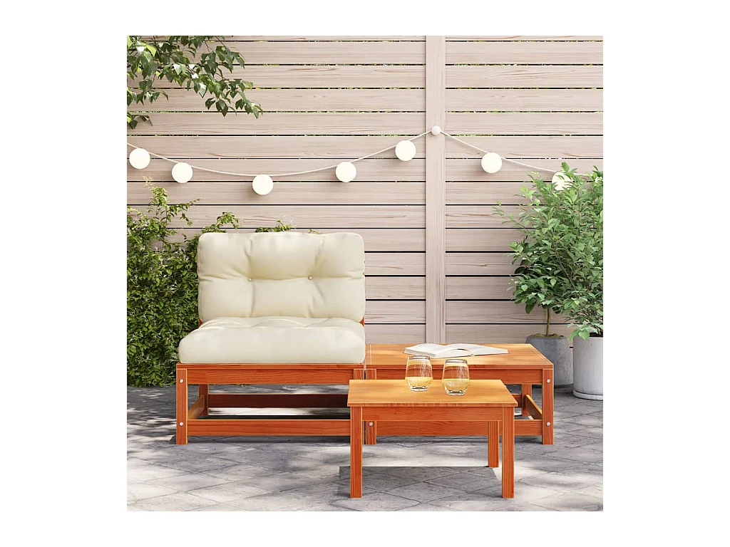 Canapé de jardin sans accoudoirs avec coussins et repose-pieds FR46754
