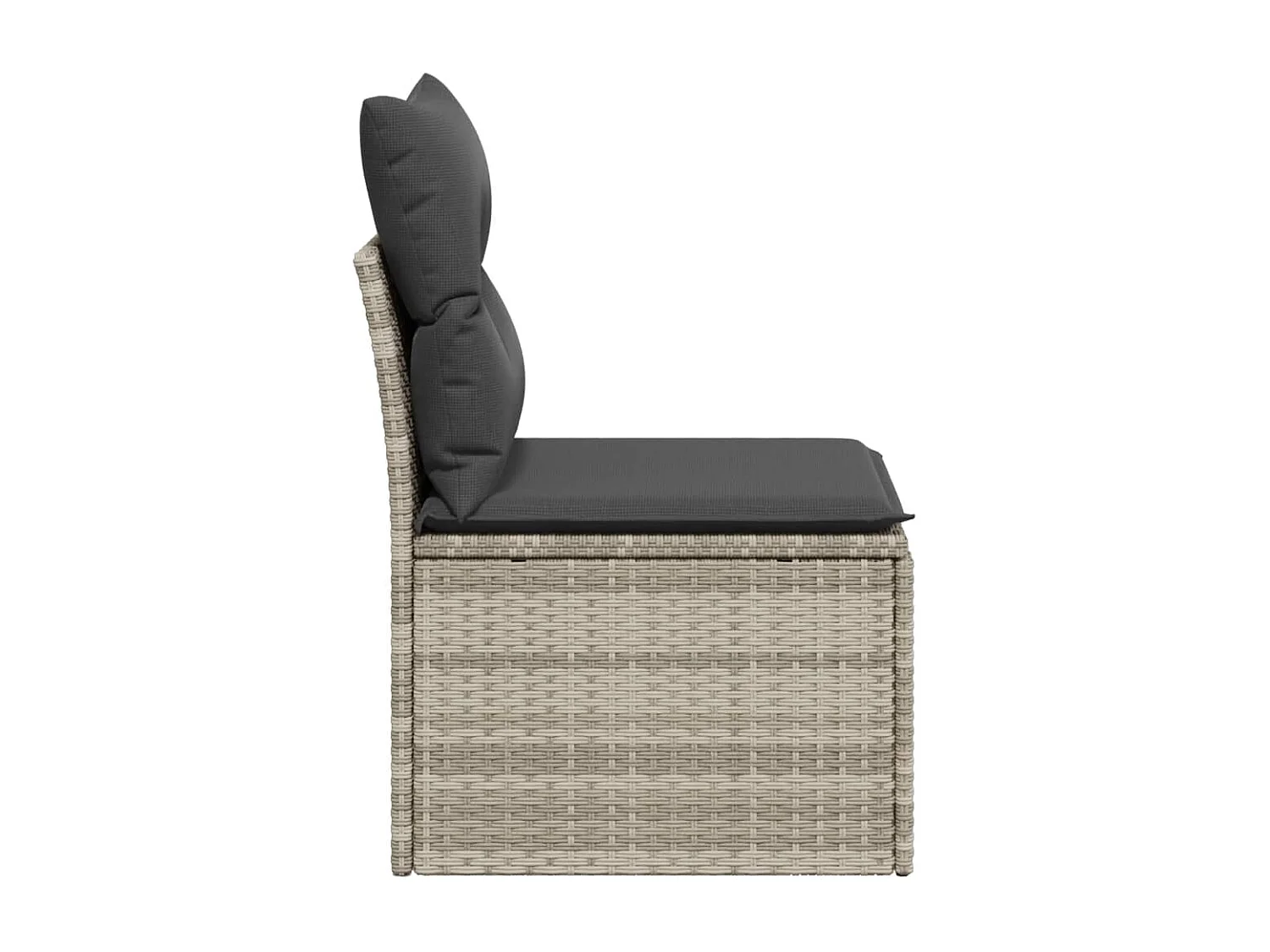 Tuinbank zonder armleuning met kussens poly rattan lichtgrijs BE335454