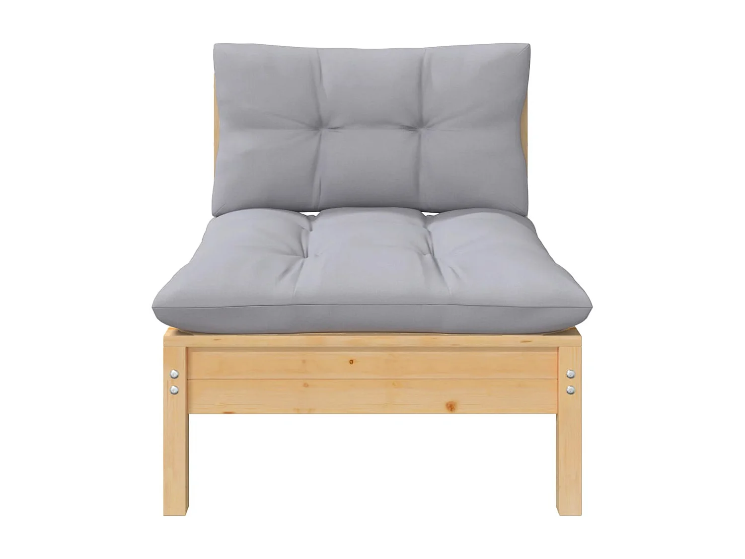 Canapé 2 places de jardin et coussins gris Bois de pin solide FR25169