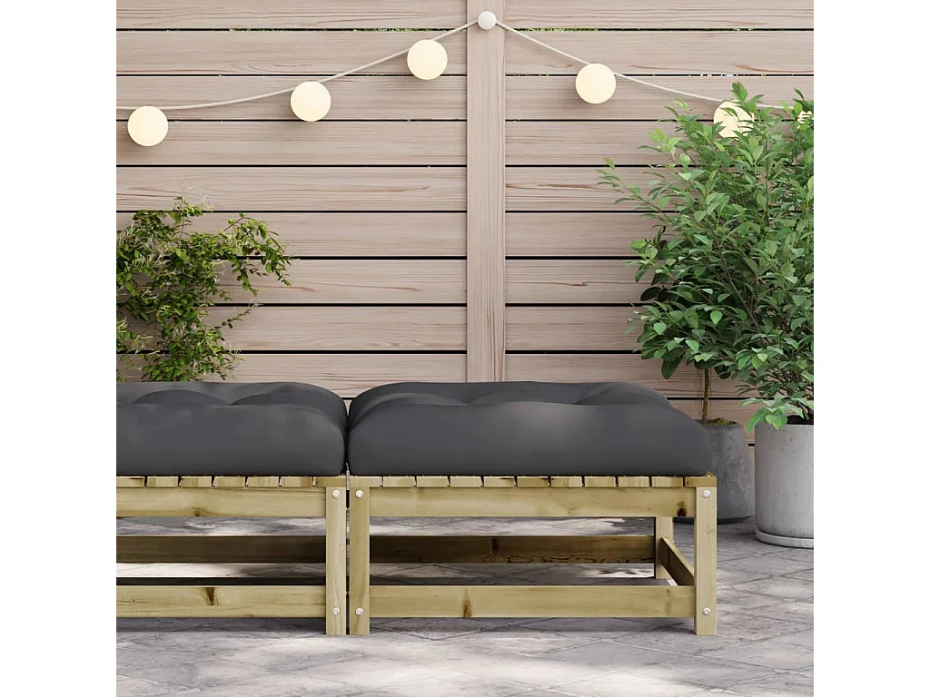 Canapé de jardin - Repose-pied de jardin avec coussin bois de pin imprégné FR18444