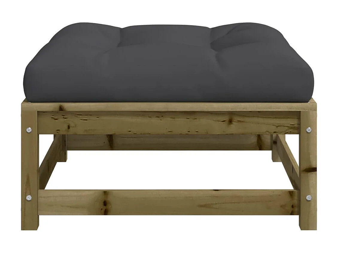 Canapé de jardin - Repose-pied de jardin avec coussin bois de pin imprégné FR18444