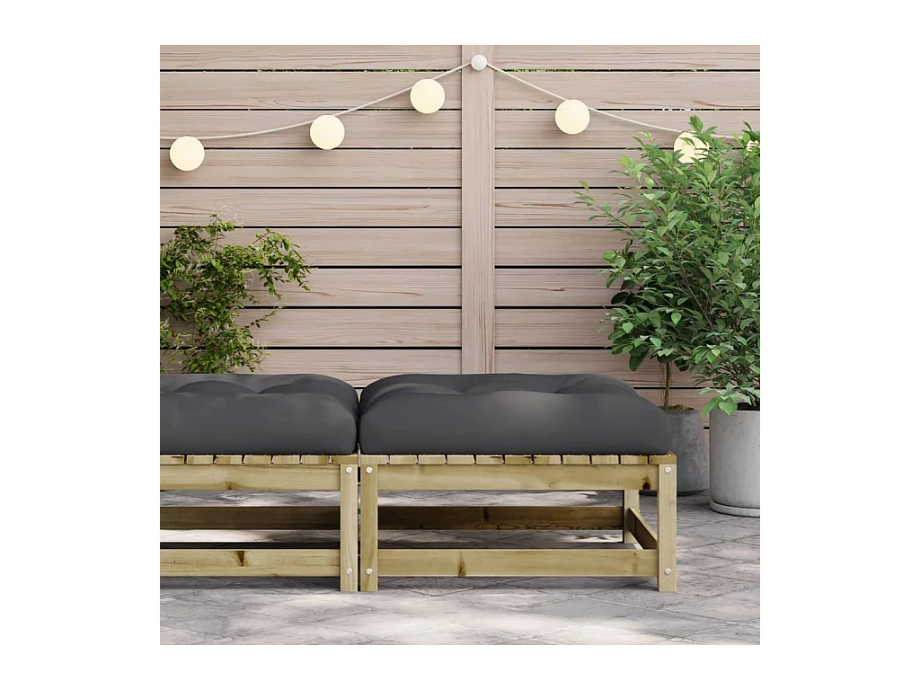 Canapé de jardin - Repose-pied de jardin avec coussin bois de pin imprégné FR18444