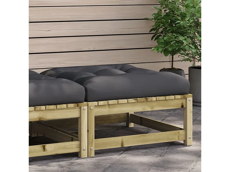 Canapé de jardin - Repose-pied de jardin avec coussin bois de pin imprégné FR18444