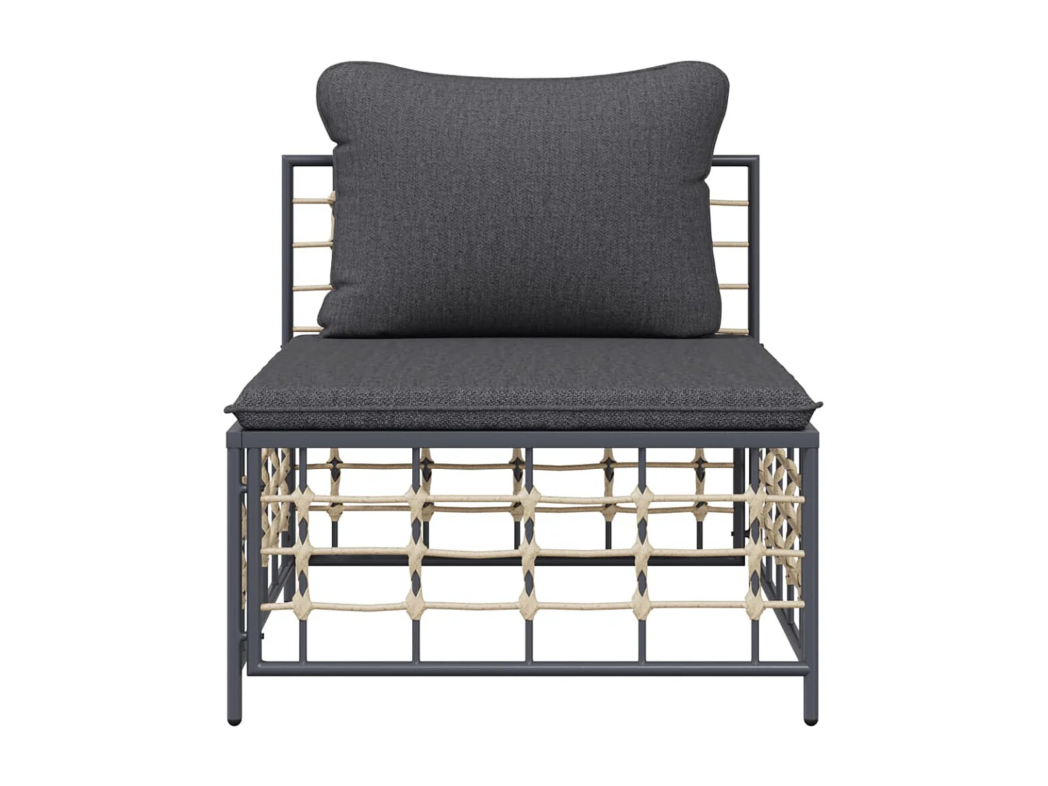 Canapé central de jardin avec coussin gris foncé résine tressée FR44220