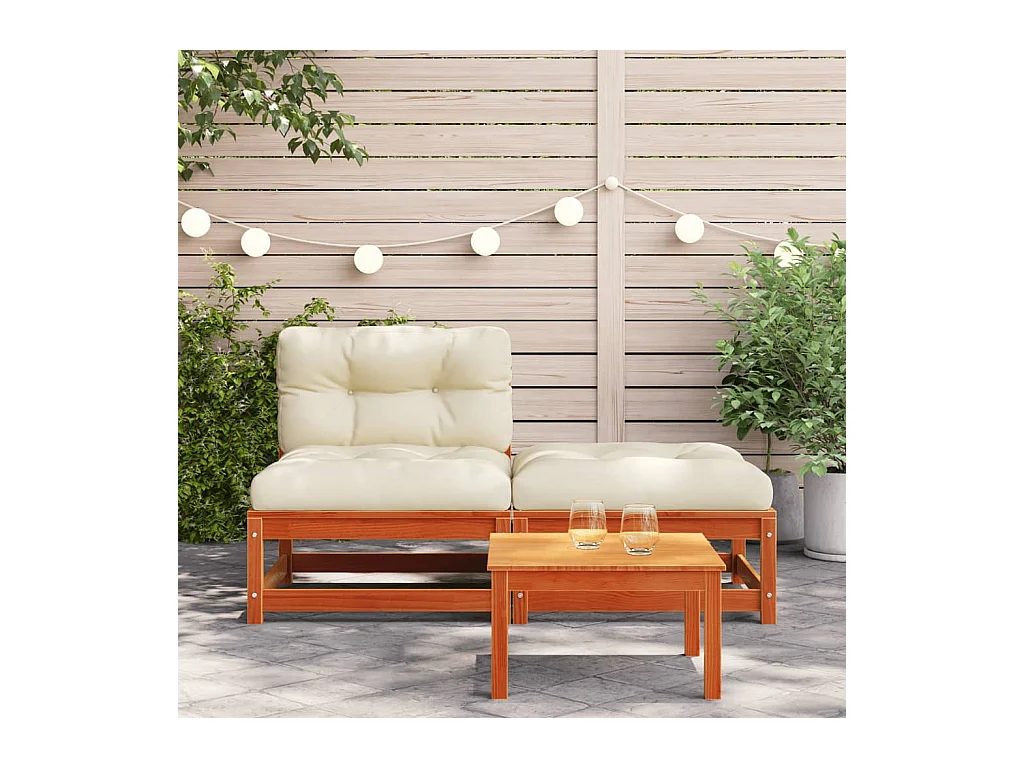 Canapé de jardin sans accoudoirs avec coussins et repose-pieds FR57833