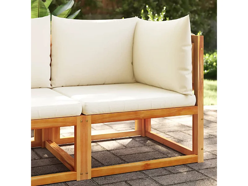 Canapé d'angle de jardin avec coussins bois massif d'acacia FR971387