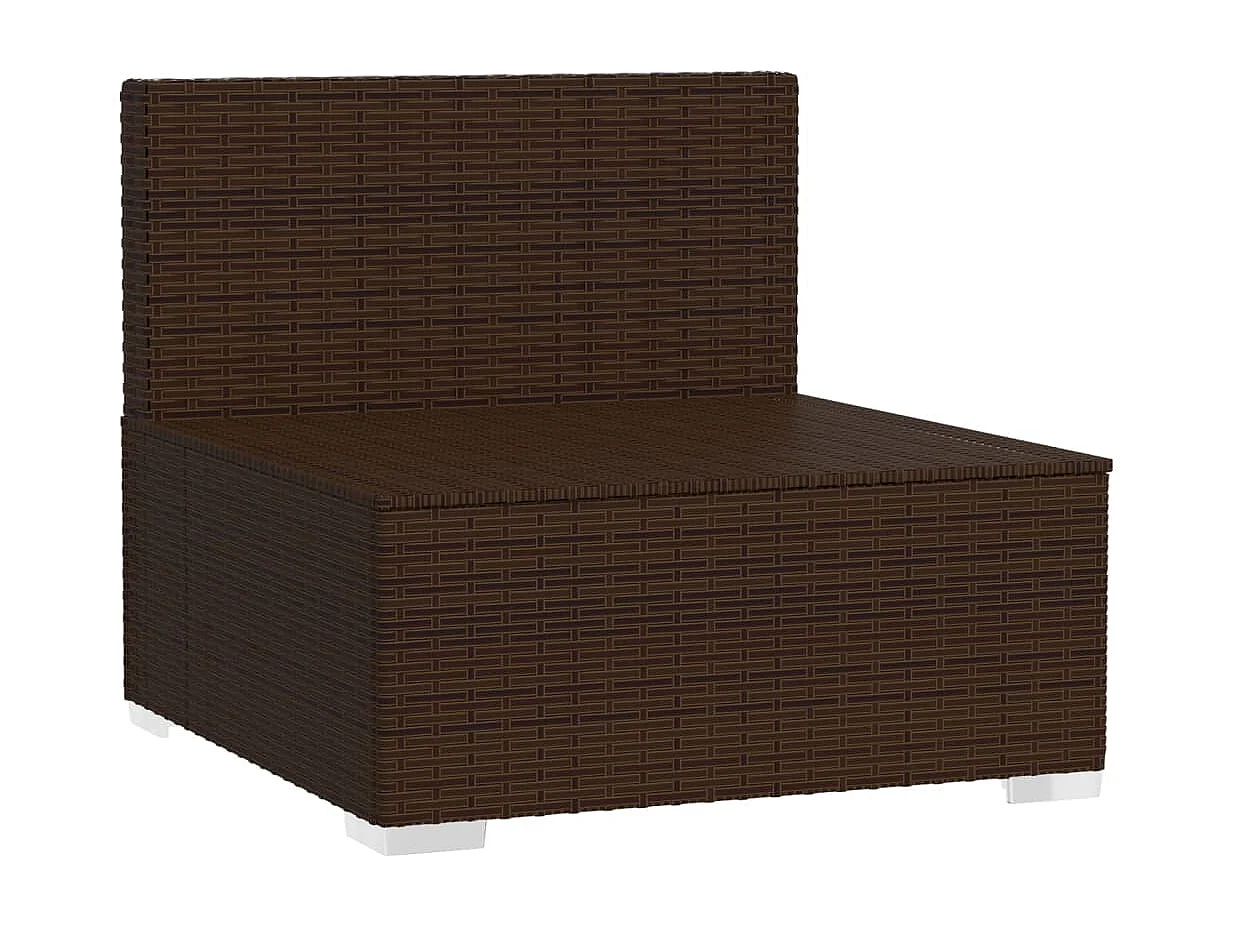 Tuinmiddenbank met kussens poly rattan bruin BE966847