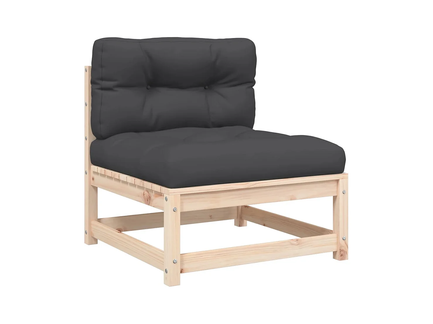 Tuinbanken 2 st zonder armleuningen met kussens grenenhout BE731672
