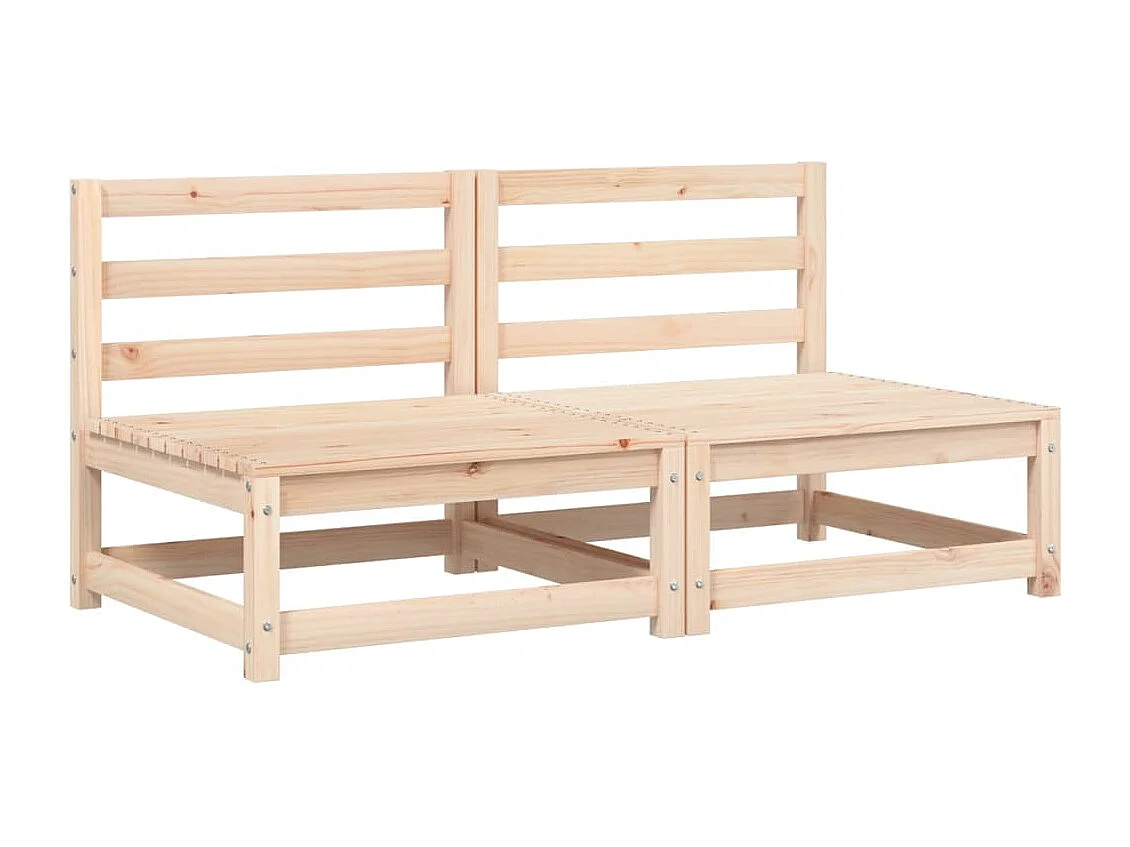 Canapés de jardin sans accoudoirs coussins 2pcs bois massif pin FR61482