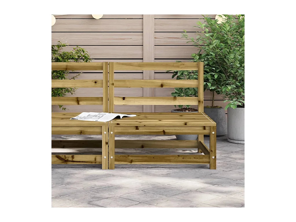 Canapé de jardin sans accoudoirs 70x70x67 cm bois pin imprégné FR41893