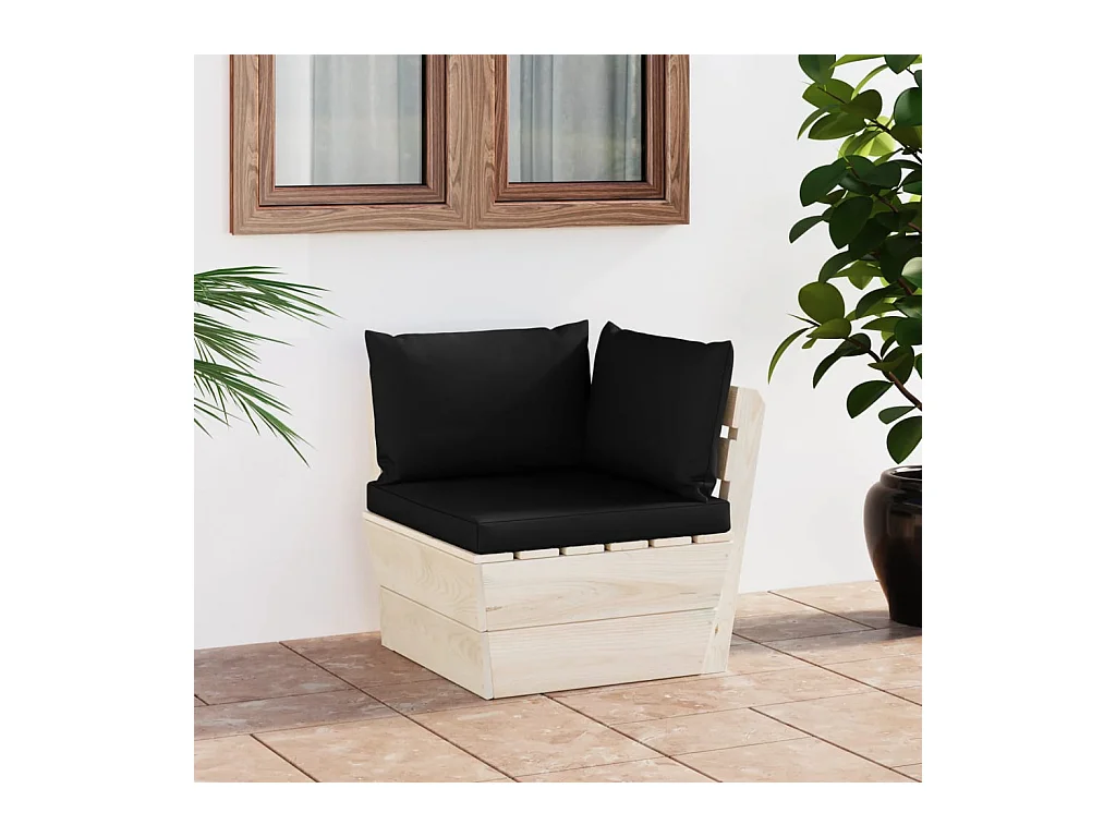 Canapé d'angle palette de jardin avec coussins Épicéa imprégné FR54931