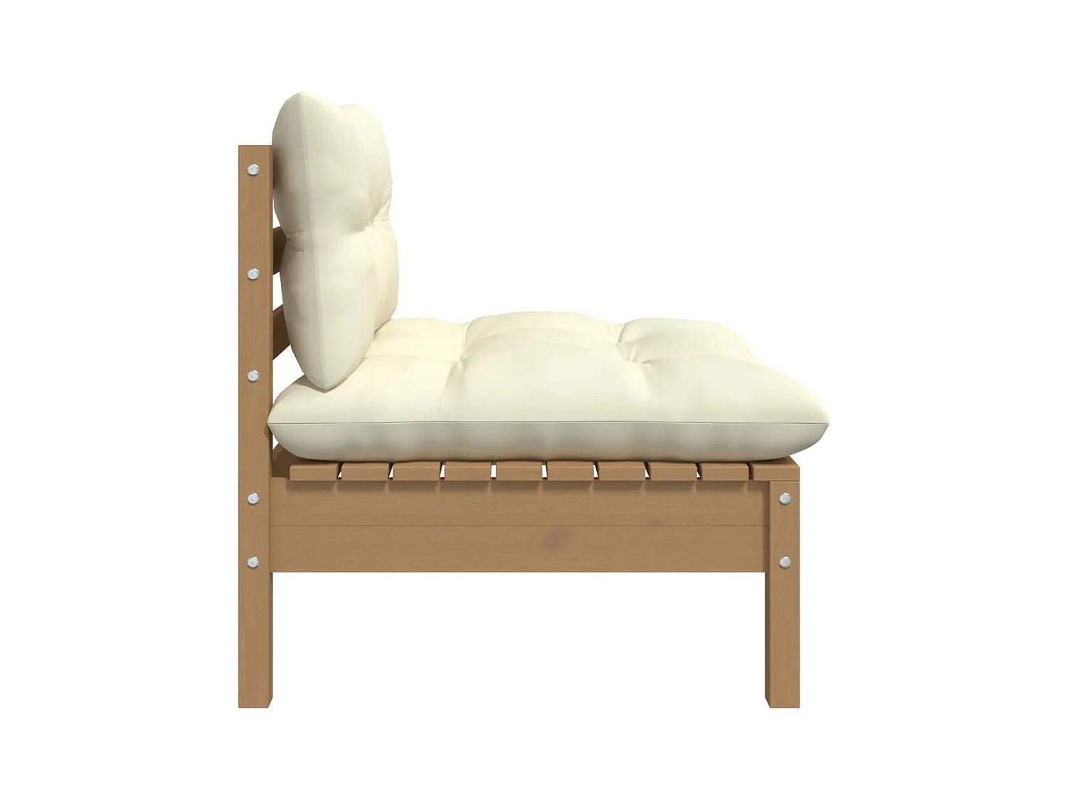 Canapé central de jardin avec coussins Marron miel Bois de pin FR33421