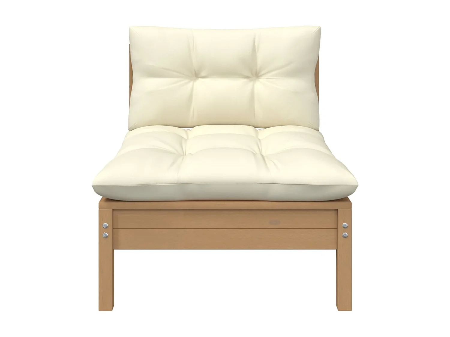 Canapé central de jardin avec coussins Marron miel Bois de pin FR33421