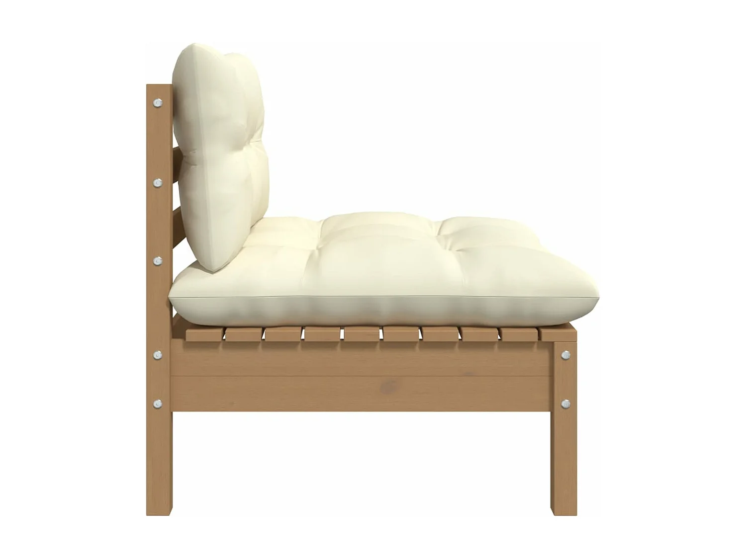 Canapé central de jardin avec coussins Marron miel Bois de pin FR33421